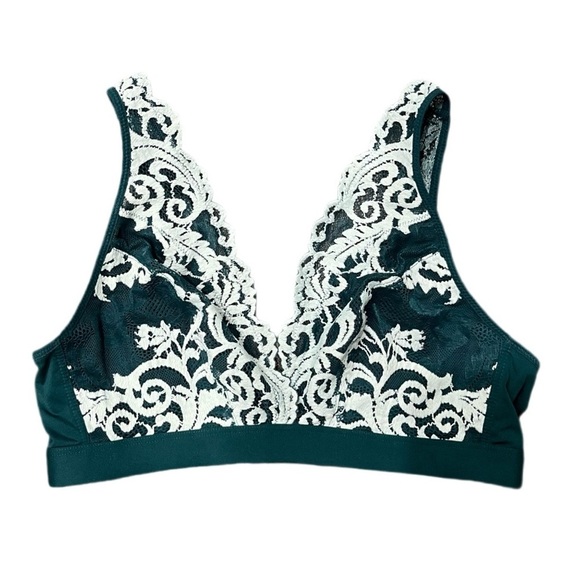 Wacoal Bralette Women's Large Green Lace Instant Icon Semi-Sheer - Picture 1 of 8